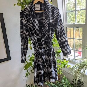 BB Dakota Long Plaid Fuzzy Cardigan Wrap